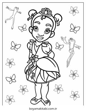 Bebek Prenses boyama sayfası – sevimli karakter, sanatsal çalışma