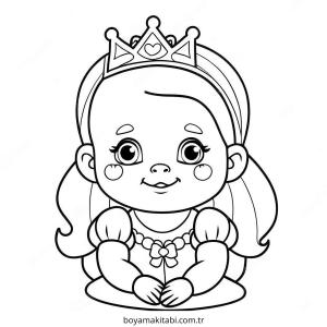Bebek Prenses boyama sayfası – boyama etkinliği, çocuk aktivitesi
