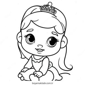 Bebek Prenses boyama sayfası – çocuk aktivitesi, PDF indir