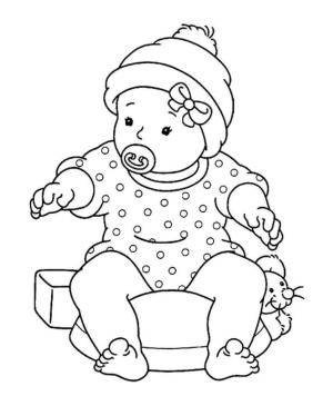 Bebek boyama sayfası,  coloring page, Bebek Oturma, 