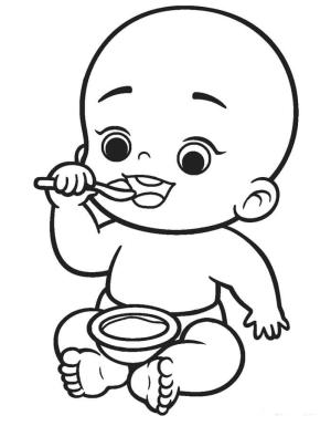 Bebek boyama sayfası,  coloring page, Bebek Yeme, 