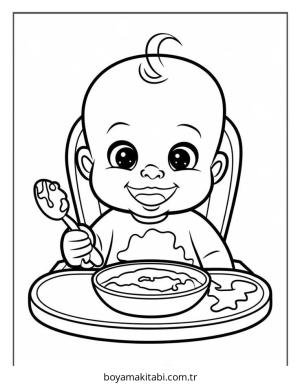 Bebek boyama sayfası – evde etkinlik, ücretsiz yazdır