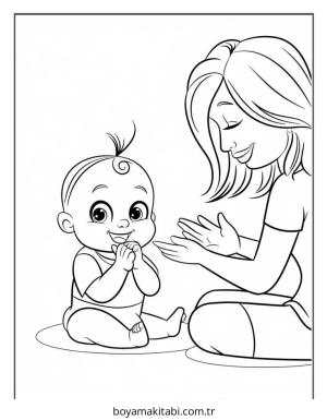 Bebek boyama sayfası – sanatsal çalışma, çocuklar için