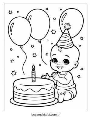 Bebek boyama sayfası – sevimli karakter, sanatsal çalışma