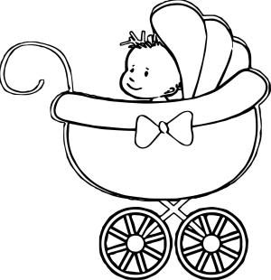 Bebek boyama sayfası,  coloring page, Bebek Arabasında, 