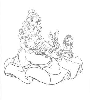 Belle boyama sayfası,  coloring page, Belle Okuma Kitabı, 