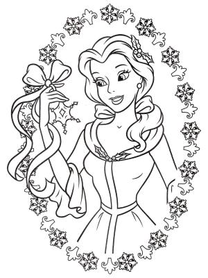 Belle boyama sayfası,  coloring page, Bir Kurdele tutan Belle, 