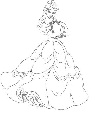 Belle boyama sayfası,  coloring page, Belle tutan Kitap, 