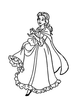 Belle boyama sayfası,  coloring page, Sihirli Lamba tutan Belle, 