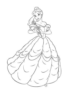 Belle boyama sayfası,  coloring page, Gül tutan Belle, 