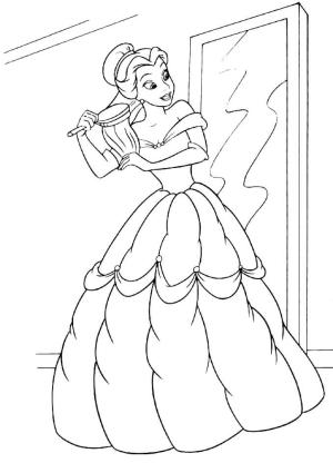 Belle boyama sayfası,  coloring page, Belle Saçını Tarıyor, 