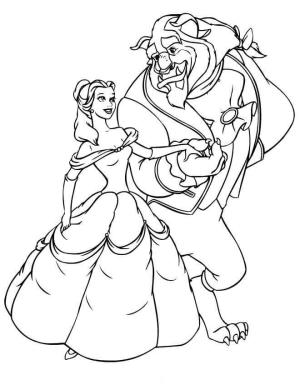 Belle boyama sayfası,  coloring page, Belle, Yürüyen Canavarın elini Tutar, 