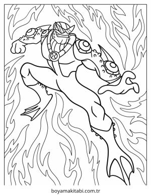 Ben 10 boyama sayfası – çizgi film temalı, basit çizim