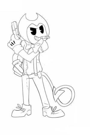 Bendy ve Mürekkep Makinesi boyama sayfası,  coloring page, Silahlı Bendy, 