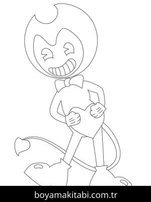 Bendy boyama sayfası – sevimli karakter, sanatsal çalışma