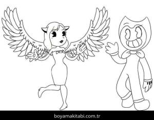 Bendy boyama sayfası – sevimli karakter, sanatsal çalışma