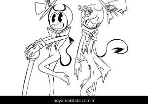 Bendy boyama sayfası – çizgi film temalı, basit çizim