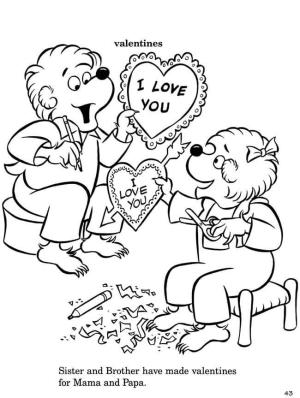 Berenstain Ayıları boyama sayfası,  coloring page, Valentine ile Berenstain Ayılar, 