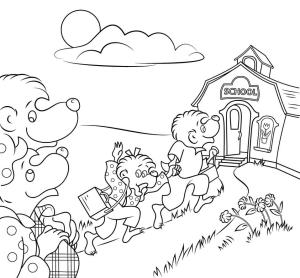 Berenstain Ayıları boyama sayfası,  coloring page, Berenstain Ayıları Okula Gidiyor, 