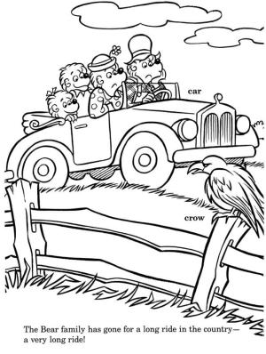 Berenstain Ayıları boyama sayfası,  coloring page, Arabada Berenstain Ayıları, 