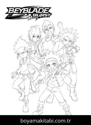Beyblade boyama sayfası – çizgi film temalı, basit çizim