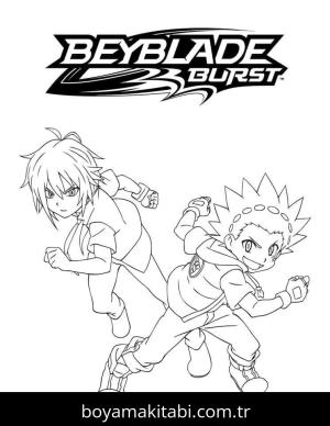 Beyblade boyama sayfası – basit çizim, kolay boyama