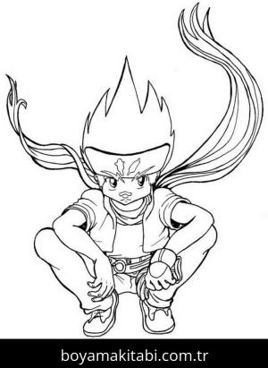 Beyblade boyama sayfası – sevimli karakter, sanatsal çalışma