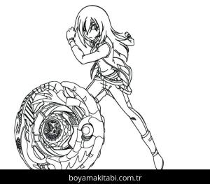 Beyblade boyama sayfası – sevimli karakter, sanatsal çalışma