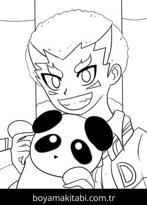 Beyblade boyama sayfası – basit çizim, kolay boyama