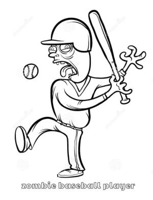 Beyzbol boyama sayfası, Baseball coloring page, Zombi Beyzbol Oyuncusu, 