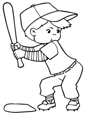 Beyzbol boyama sayfası, Baseball coloring page, Bir Sopa Tutan Küçük Beyzbol Oyuncusu, 