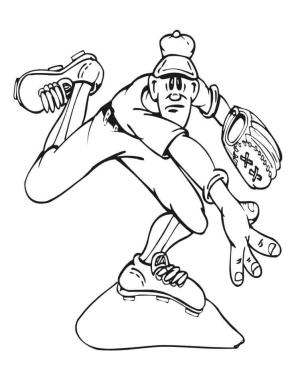 Beyzbol boyama sayfası, Baseball coloring page, Beyzbolcu Topu Fırlattı, 