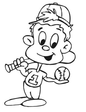 Beyzbol boyama sayfası, Baseball coloring page, Sevimli Beyzbol Oyuncusu, 