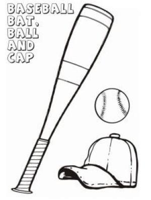 Beyzbol boyama sayfası, Baseball coloring page, Beyzbol Sopası ve Topu, 