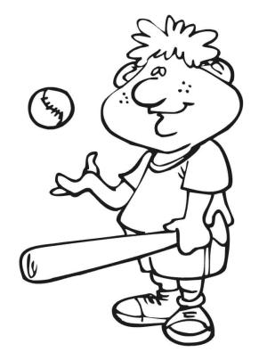 Beyzbol boyama sayfası, Baseball coloring page, Beyzbol Oynayan çocuk, 