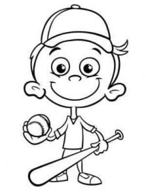 Beyzbol boyama sayfası, Baseball coloring page, Gülümseyen Beyzbol Oyuncusu, 