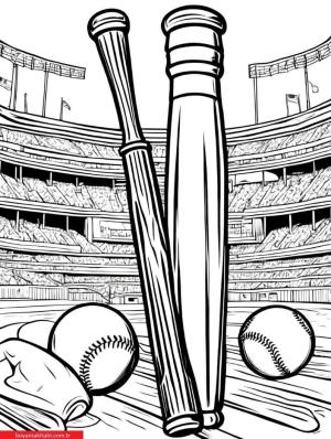 Beyzbol boyama sayfası, Baseball coloring page, , 