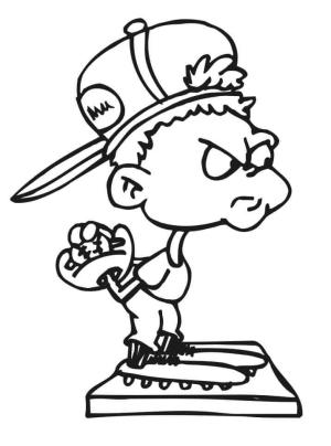 Beyzbol boyama sayfası, Baseball coloring page, Kızgın Beyzbol Oyuncusu, 