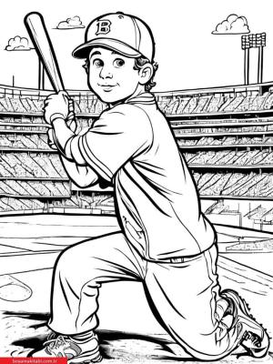 Beyzbol boyama sayfası, Baseball coloring page, , 