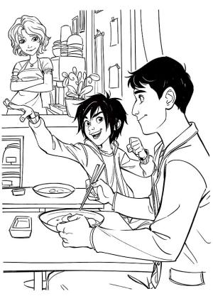 Big Hero 6 boyama sayfası,  coloring page, Cass, Hiro ve Tadashi, 