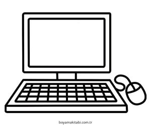 Bilgisayar boyama sayfası – çizgi film temalı, basit çizim