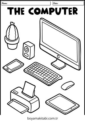 Bilgisayar boyama sayfası – evde etkinlik, ücretsiz yazdır