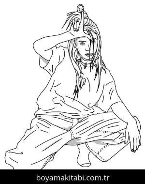 Billie Eilish boyama sayfası – okul öncesi, evde etkinlik