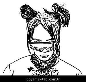 Billie Eilish boyama sayfası – boyama etkinliği, çocuk aktivitesi