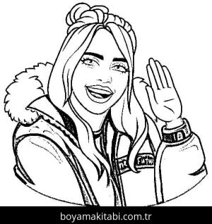 Billie Eilish boyama sayfası – eğitici aktivite, yaratıcılık