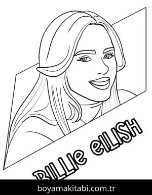 Billie Eilish boyama sayfası – sevimli karakter, sanatsal çalışma