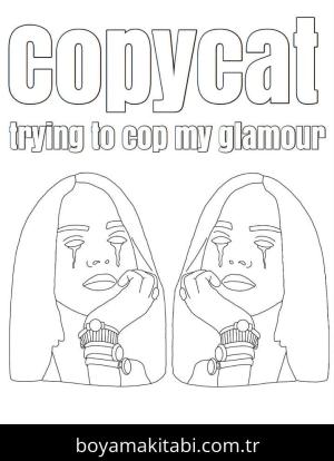 Billie Eilish boyama sayfası – çocuklar için, çizgi film temalı