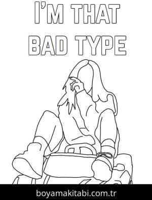 Billie Eilish boyama sayfası – renkli çizimler, okul öncesi