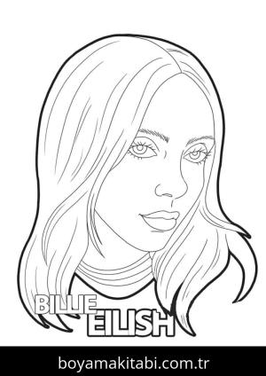 Billie Eilish boyama sayfası – çocuk aktivitesi, PDF indir