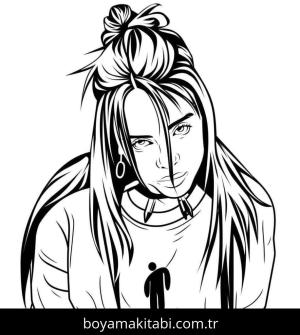 Billie Eilish boyama sayfası – evde etkinlik, ücretsiz yazdır